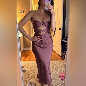 Hello Molly Mauve Satin Midi Dress